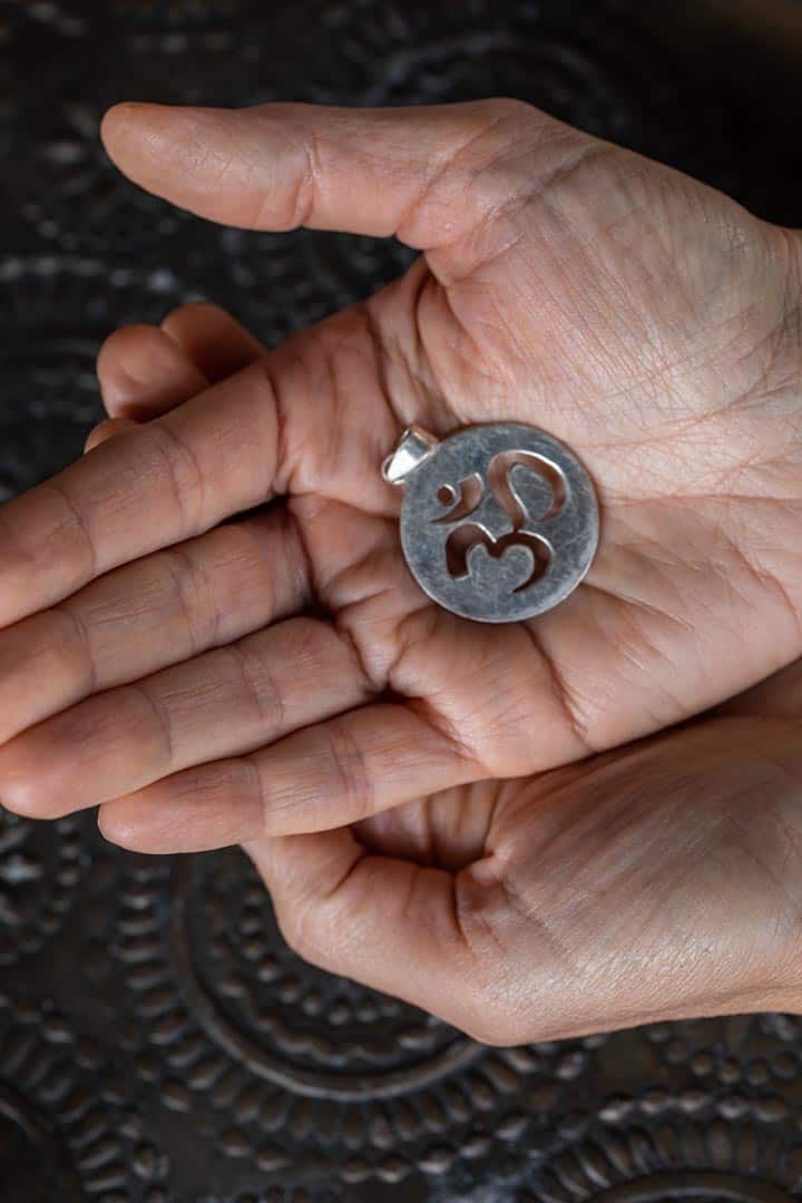 Om Rishi Sterling Silver Pendant - Large